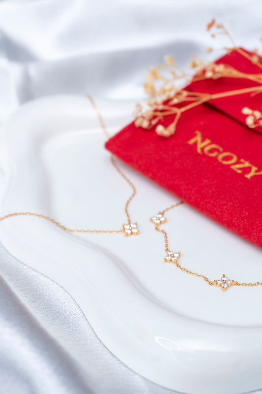 Aurora Rosa™ Set Exclusivo de Plata 925 con Brazalete Chapado en Oro